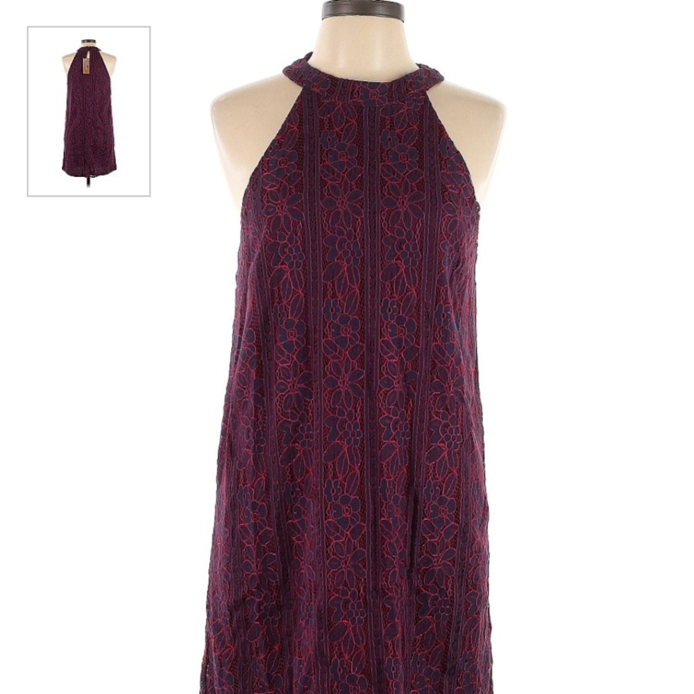 Burgandy and navy lace dress
